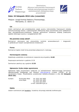 Program seminarium - Komisja Nadzoru Finansowego