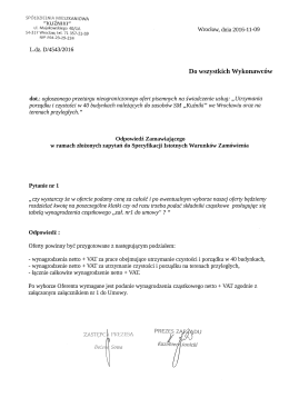 Pytanie nr 1 - Sp&oacute;łdzielnia Mieszkaniowa Kuźniki