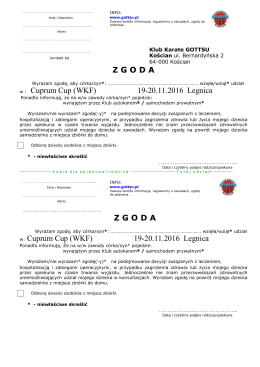 Z G O D A w : Cuprum Cup (WKF) 19-20.11.2016 Legnica Z G O D A