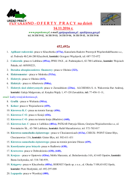 PUP OLESNO - OFERTYPRACY na dzień 14.11.2016 r.