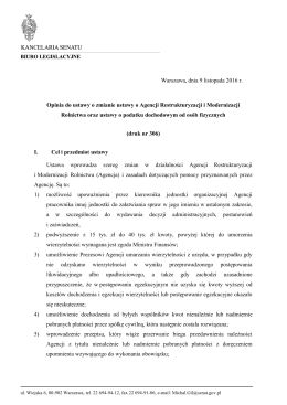 Opinia do ustawy o zmianie ustawy o Agencji Restrukturyzacji i