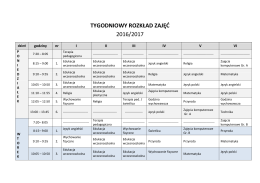 TYGODNIOWY ROZKŁAD ZAJĘĆ 2016/2017
