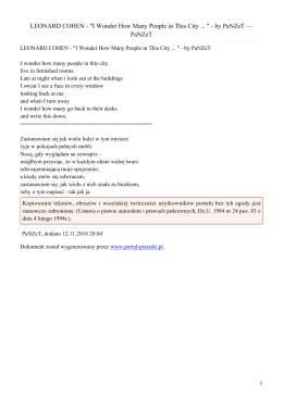 "I Wonder How Many People in This City " - by