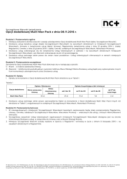 SW świadczenia Opcji dodatkowej Multi Man Pack