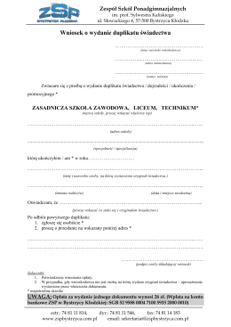 Duplikat świadectwa - zspbystrzyca.com.pl