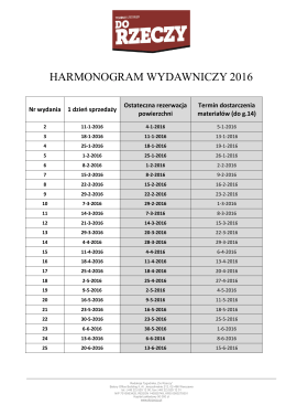 harmonogram wydawniczy 2016