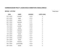 harmonogram pracy legnickiego animatora osiedlowego