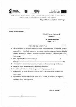 Załącznik do zapytania ofertowego
