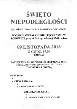 Ogłoszenie - Święto Niepodległości
