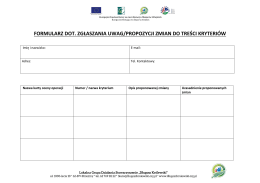 Formularz zmiany kryteriów