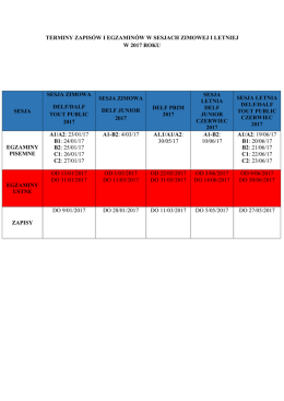 terminy zapisów i egzaminów w sesjach zimowej i letniej w 2017