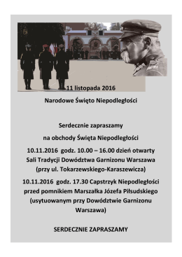 Zaproszenie na uroczystości z okazji Narodowego Święta