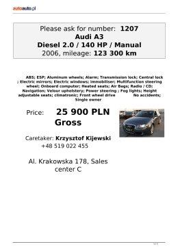 Please ask for number: 1207 Audi A3 Diesel 2.0 / 140