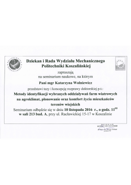 Page 1 O&yacute;. Dziekan i Rada Wydziału Mechanicznego Politechniki