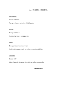 Menu Listopad
