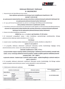 Deklaracja właściwości użytkowych Dachbit 5 250 S52 SBS