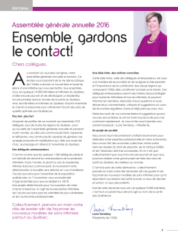 Ensemble, gardons le contact! - Ordre des infirmières et des