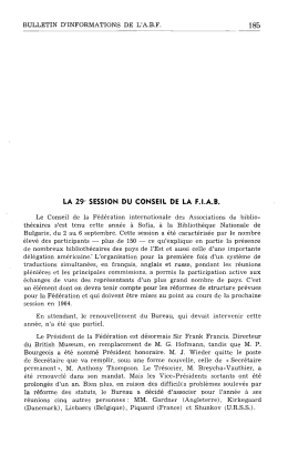 LA 29e SESSION DU CONSEIL DE LA FIAB