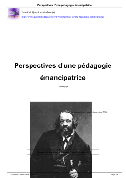 Perspectives d`une pédagogie émancipatrice