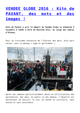 VENDEE GLOBE 2016 : Kito de PAVANT, des mots et des images !