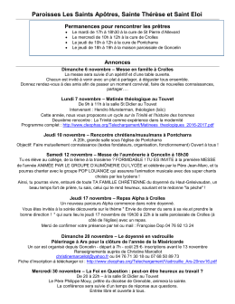 Messes de la semaine et annonces - Paroisses catholiques du Haut