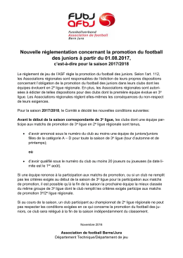 Nouvelle réglementation concernant la promotion du football des