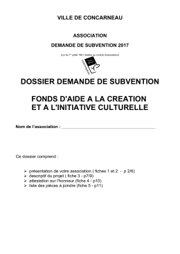 dossier demande de subvention fonds d`aide a la creation et a l