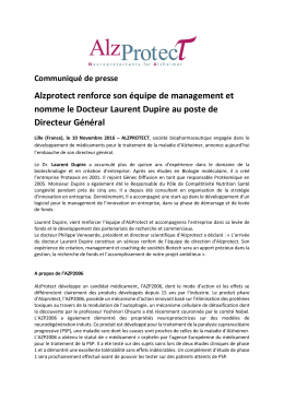 Alzprotect renforce son &eacute;quipe de management et