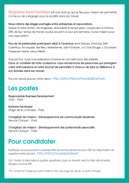 D&eacute;couvrir nos offres - Stagiaires Sans Fronti&egrave;res