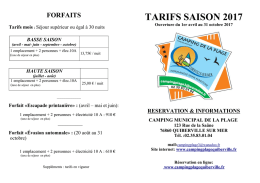 Tarifs - Camping de la plage Quiberville sur Mer