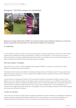 Entreprise : Gif Filter rassure ses actionnaires