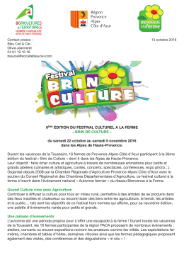 du samedi 22 octobre au samedi 5 novembre 2016 dans les Alpe