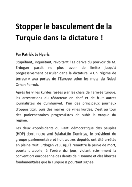 Stopper le basculement de la Turquie dans la dictature