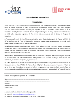 Bulletin d`inscription - Fondation pour la M&eacute;moire de la Shoah