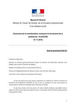 Myriam El Khomri Ministre du Travail, de l`Emploi, de la Formation