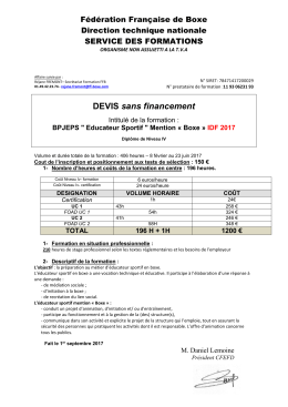 DEVIS sans financement - Fédération Française de Boxe