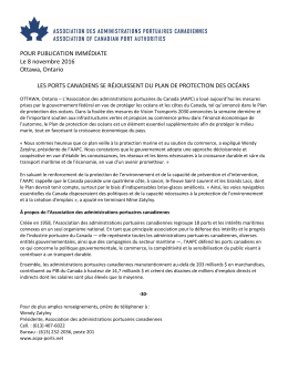 POUR PUBLICATION IMMÉDIATE Le 8 novembre 2016 Ottawa