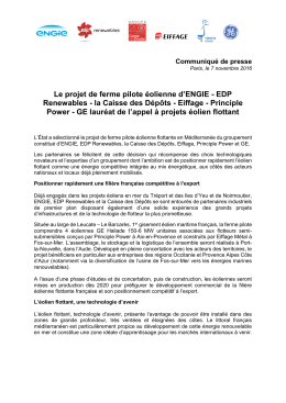 Le projet de ferme pilote éolienne d`ENGIE - EDP Renewables