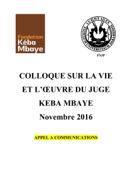 colloque sur la vie et l`œuvre du juge keba mbaye