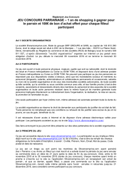 JEU CONCOURS PARRAINAGE &ndash; 1 an de shopping &agrave; gagner pour