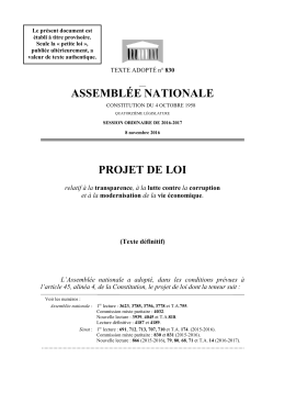ASSEMBL&Eacute;E NATIONALE PROJET DE LOI