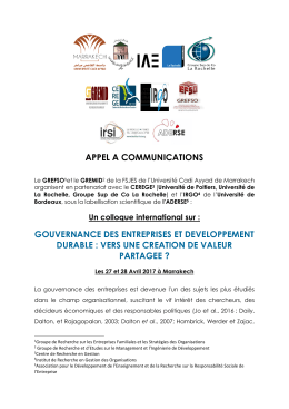 appel a communications gouvernance des entreprises et