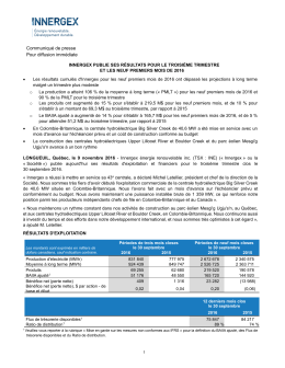Communiqué de presse Pour diffusion immédiate INNERGEX