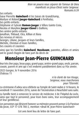 Monsieur Jean-Pierre GUINCHARD