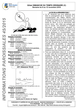 Feuille paroissiale du 6 au 12 novembre 2016