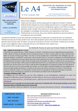 N&deg; 47 du 7 novembre 2016 ASSOCIATION DES