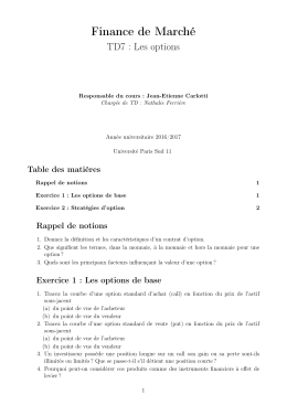 Finance de March&eacute; - Paris School of Economics