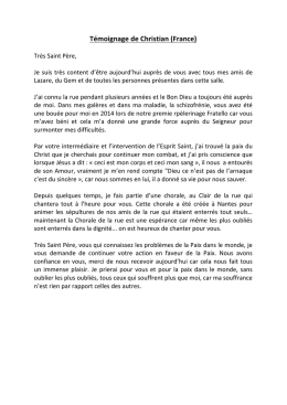 Témoignage de Christian (France)