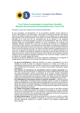 Une Union &eacute;conomique et mon&eacute;taire durable R&eacute;sum&eacute; du document