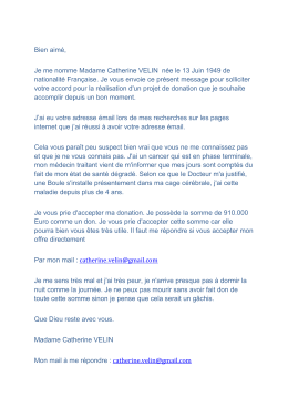 Bien aim&eacute;, Je me nomme Madame Catherine